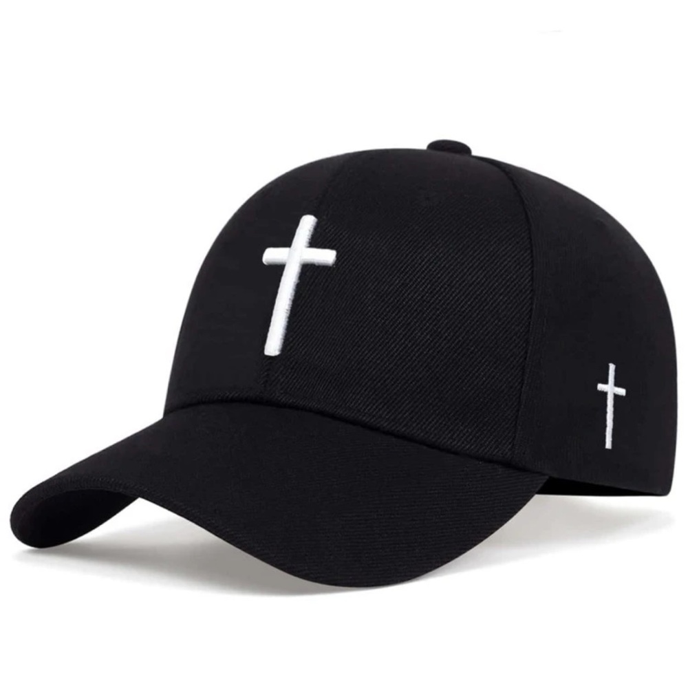 ✝️ Black Adjustable Cap with White Cross ✝️